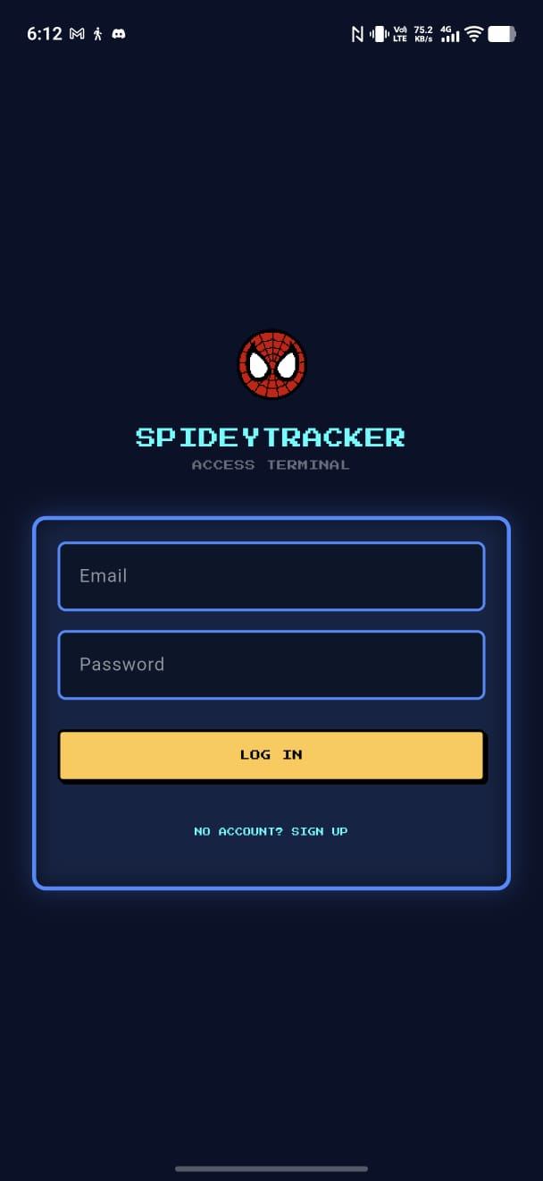SpideyTracker access terminal login screen